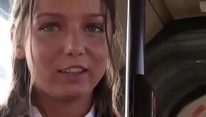 Girl stripped naked and brutally fucked in public bus